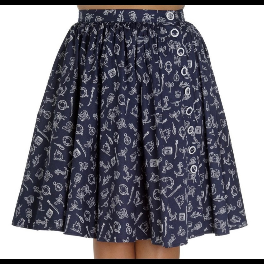 NWT Hell Bunny Marin midi Skirt- Sailor Print